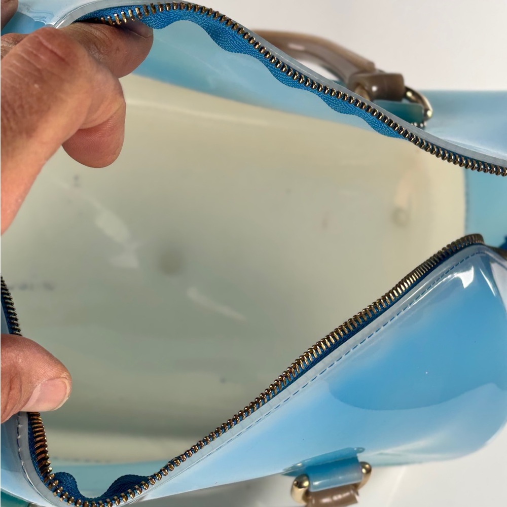 Furla Blue Clear Dome Satchel with Beige Handles - Picture 11 of 12